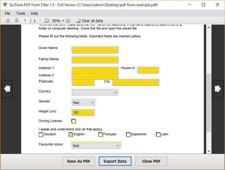preview by PDF Form Filling software
